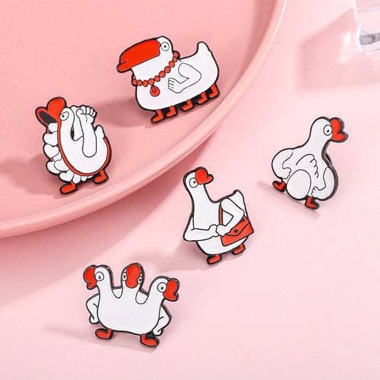Cute Funny White Goose Pins