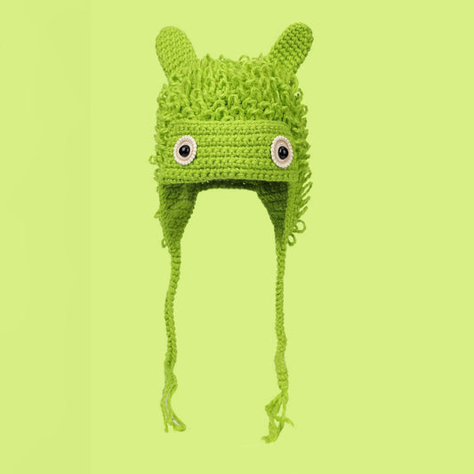 Funny Green Plush Monster Hat
