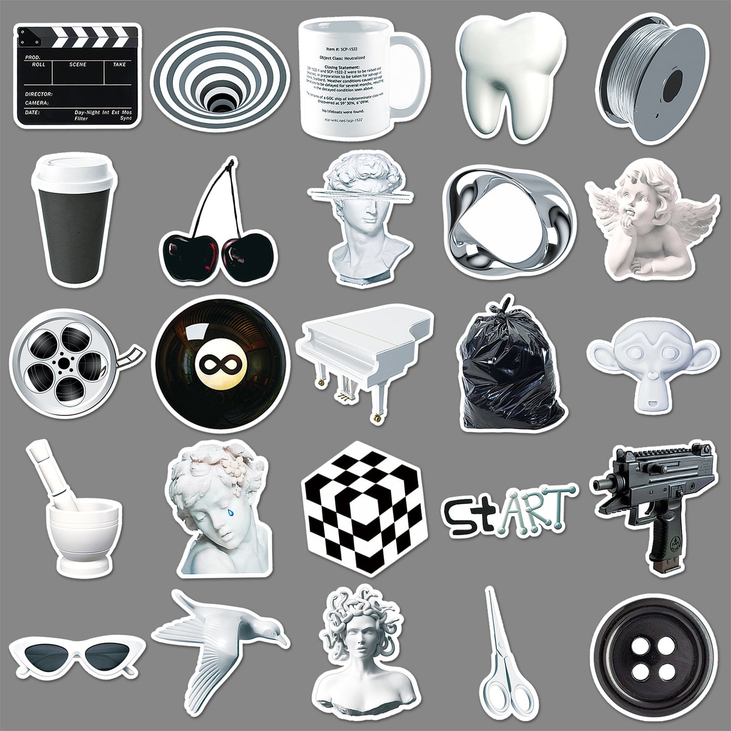 50 Simple Black and White Graffiti Computer Luggage Stickers