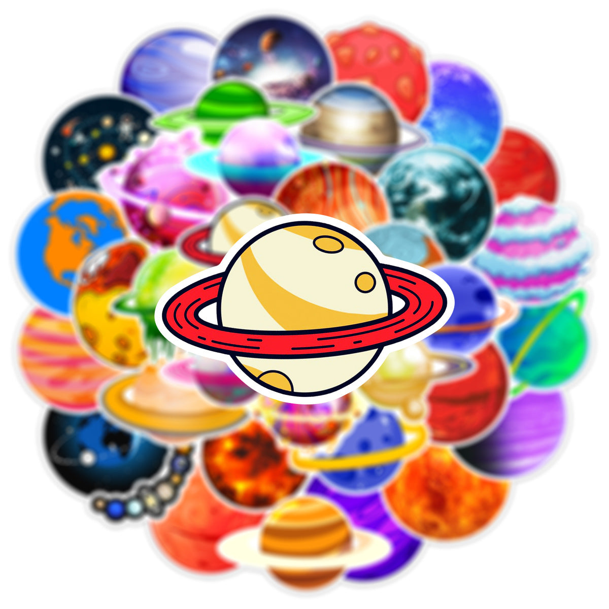 50 Cosmic Planets Galaxies Doodles Computer Luggage Stickers