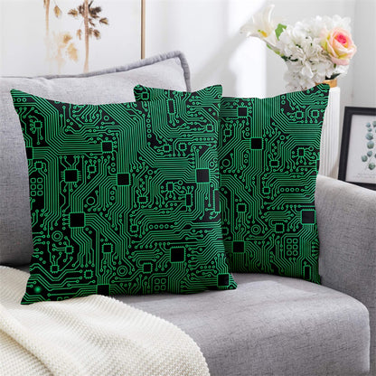 Computer Circuit Board Green Pillowcase