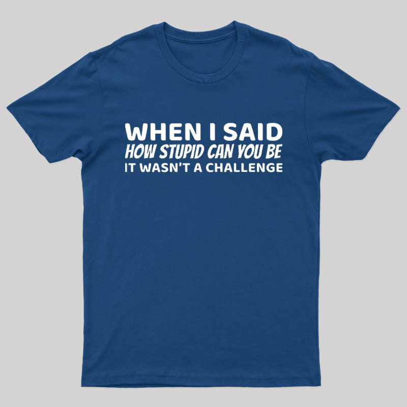 When I Said How Stupid Can You Be It Wasn't A Challenge Nerd T-Shirt
