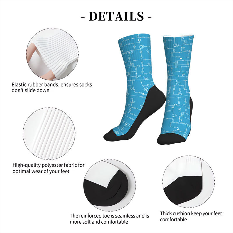 Electronic Components Light Blue Men's Socks