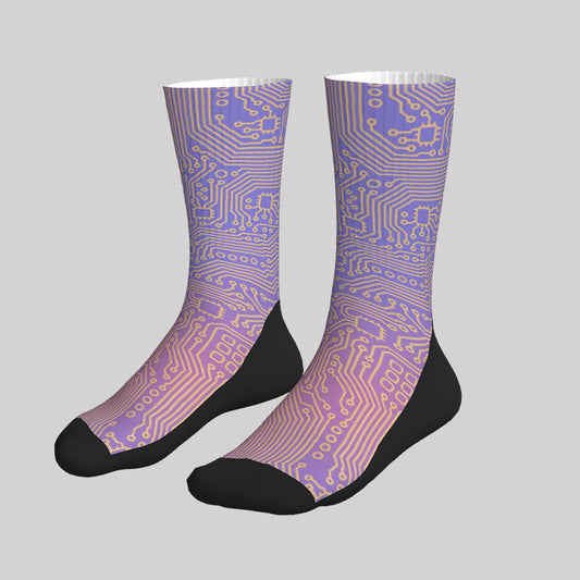 Computer Circuit Board Purple Men's Socks