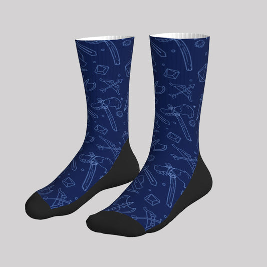 D&D Medieval Weapons Blue Men's Socks