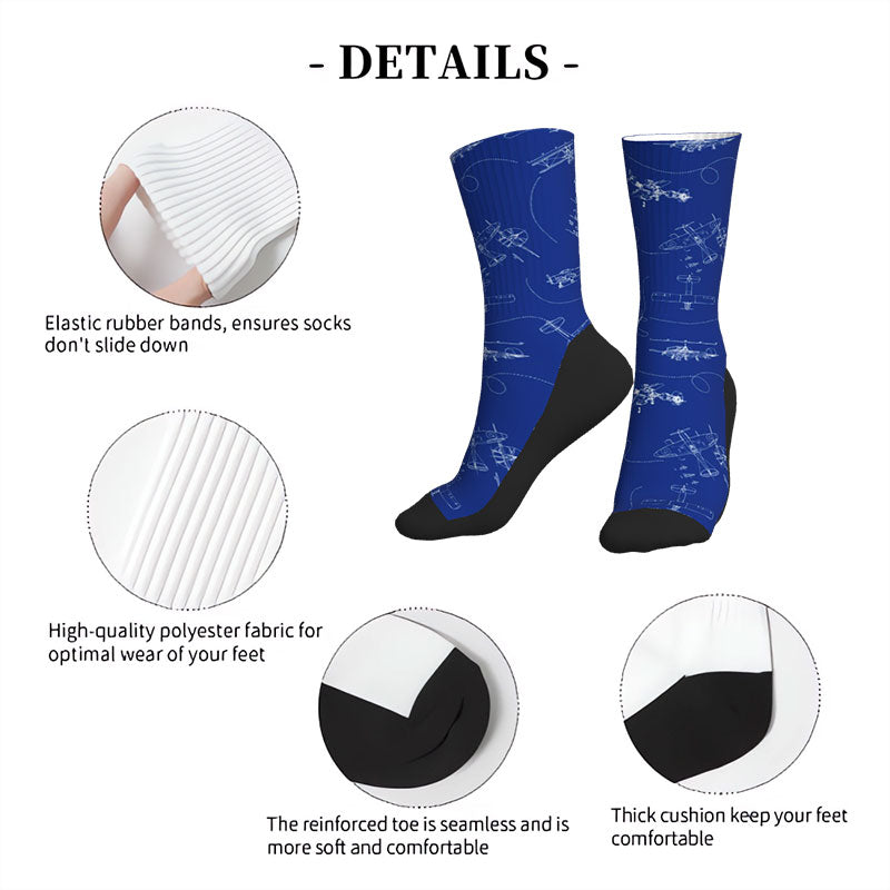 Aircraft Blueprint Men's Socks