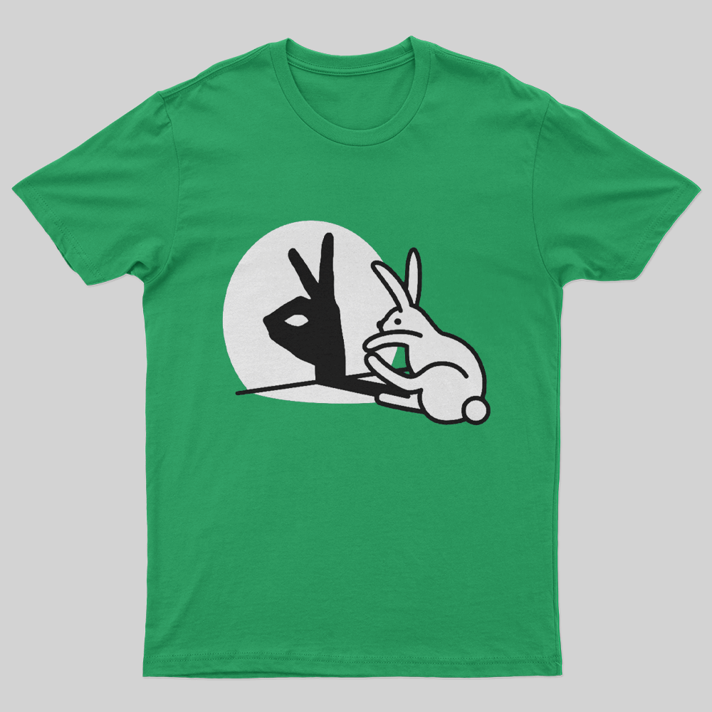 Funny Rabbit Hand Shadow Puppets Bunny Figure Pop Art T-Shirt