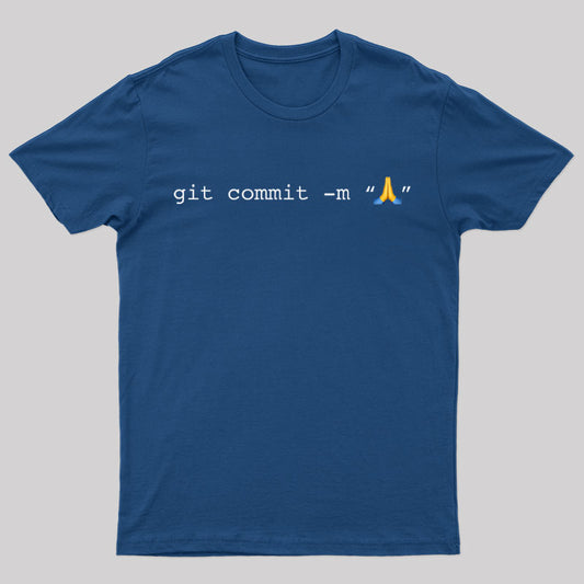 Git Commit Prayer Hands Emoji Nerd T-Shirt