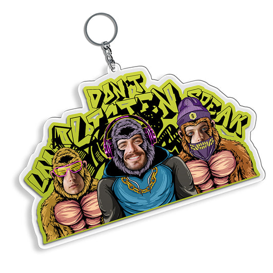 Personalized Three Monkeys Don't See Listen Say Keychain