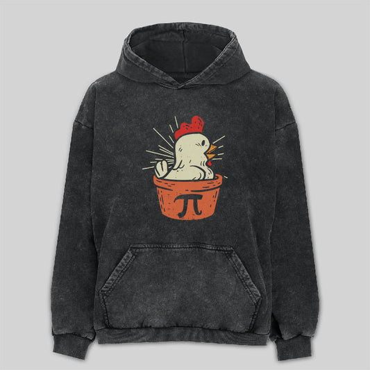 Funny Chicken Pot Pi Washed Hoodie