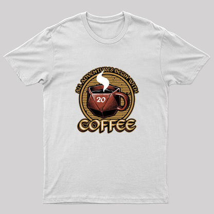 RPG - All Adventures Begin With Coffee T-Shirt