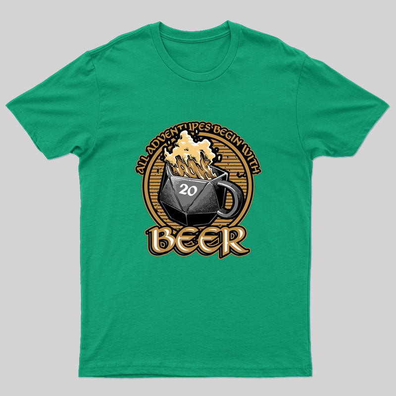 RPG - All Adventures Begin With Beer T-Shirt