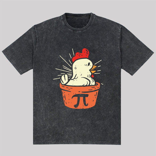 Funny Chicken Pot Pi Washed T-shirt