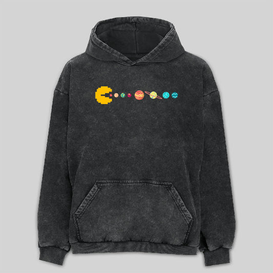 Solar System Eating Game Washed Hoodie