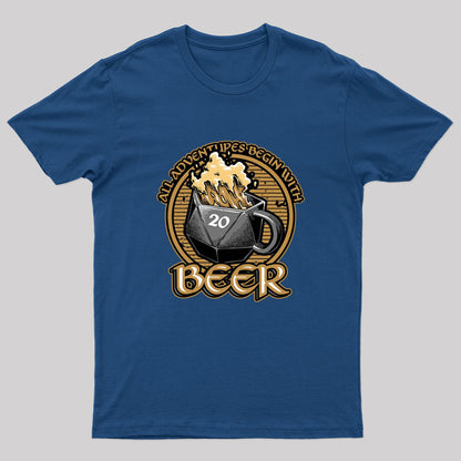 RPG - All Adventures Begin With Beer T-Shirt
