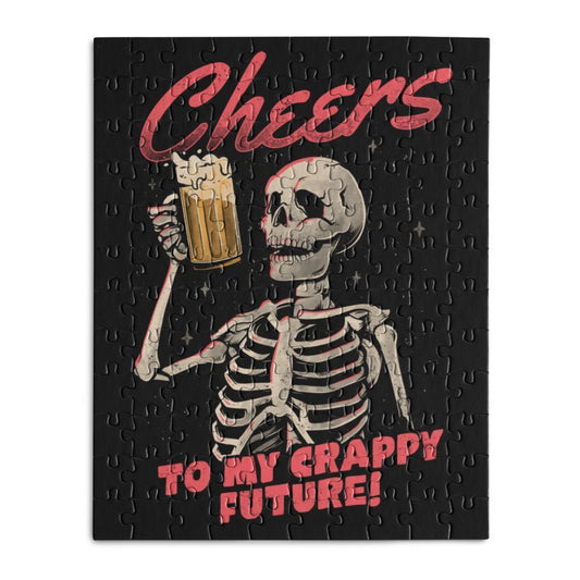 CHEERS TO MY CRAPPY FUTURE-Wooden Jigsaw Puzzle - Geeksoutfit