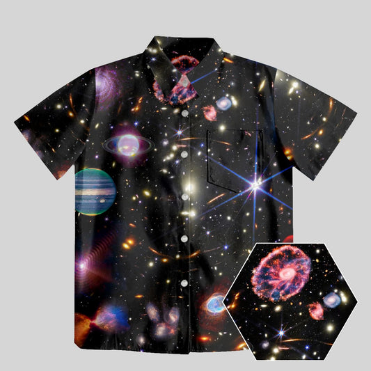 Cosmic Space Button Up Pocket Shirt - Geeksoutfit