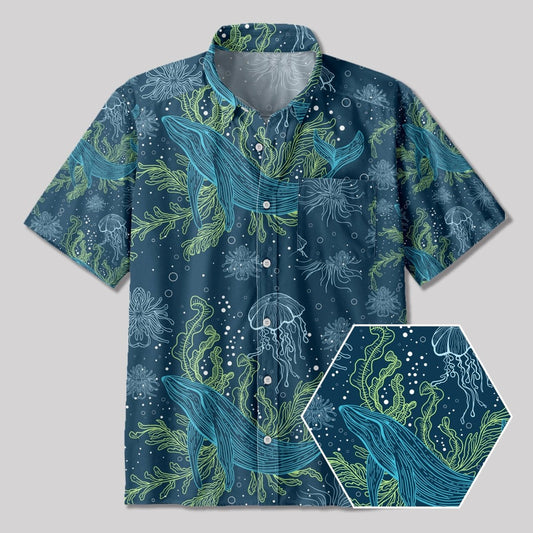 Fantastic Marine Life Button Up Pocket Shirt - Geeksoutfit