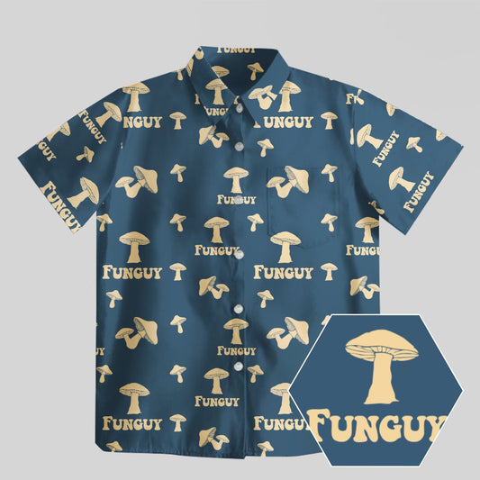 Fungi Funguy Navy Button Up Pocket Shirt - Geeksoutfit