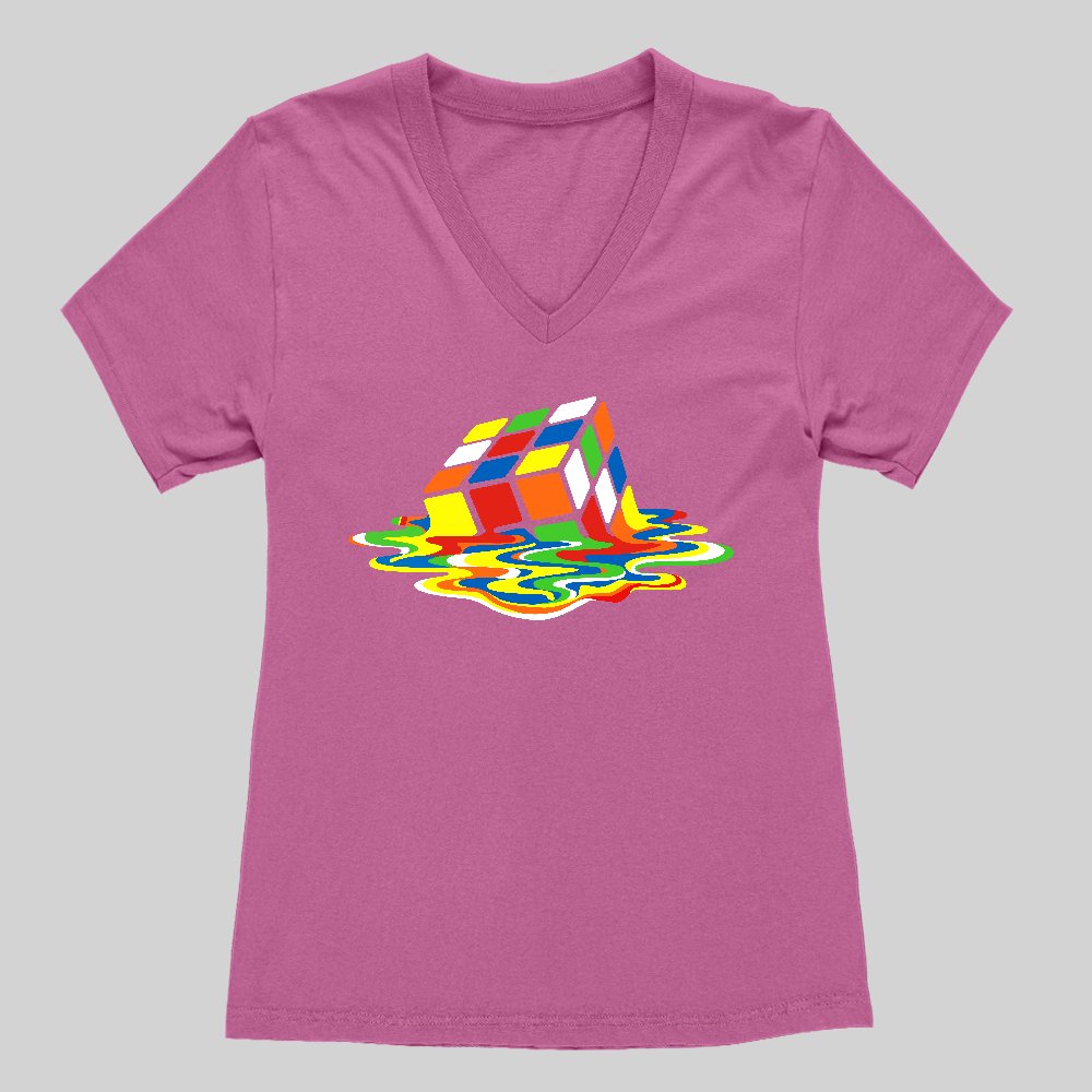 Magic Cube Colourful Women's V-Neck T-shirt - Geeksoutfit