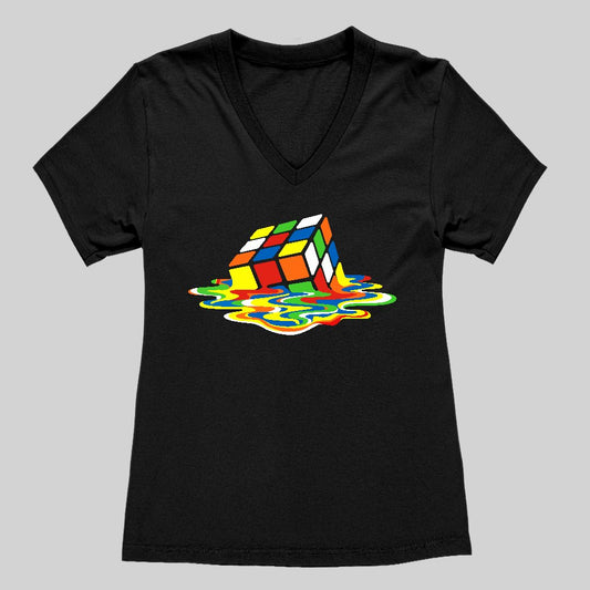 Magic Cube Colourful Women's V-Neck T-shirt - Geeksoutfit
