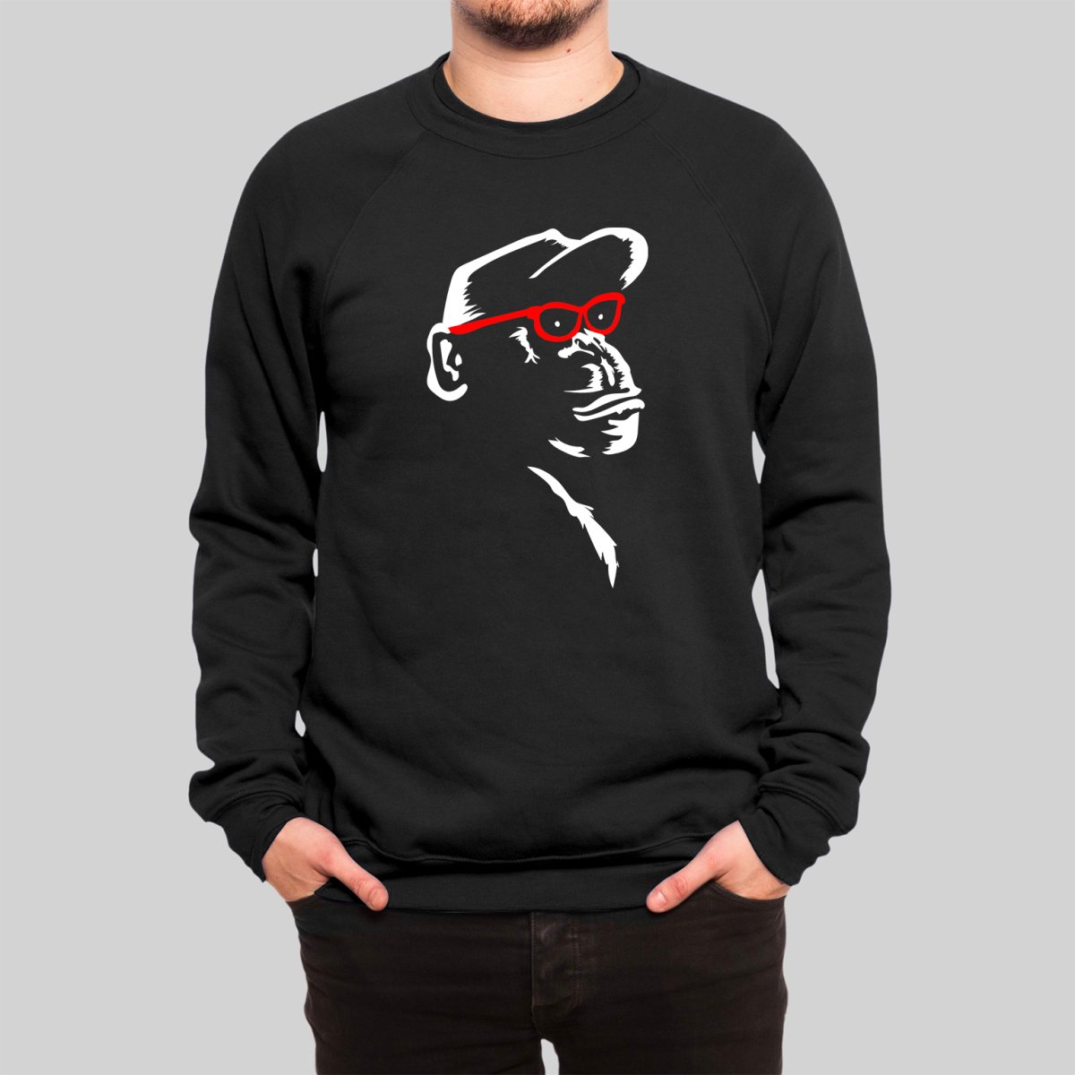 Monkey With Red Glasses Sweatshirt - Geeksoutfit