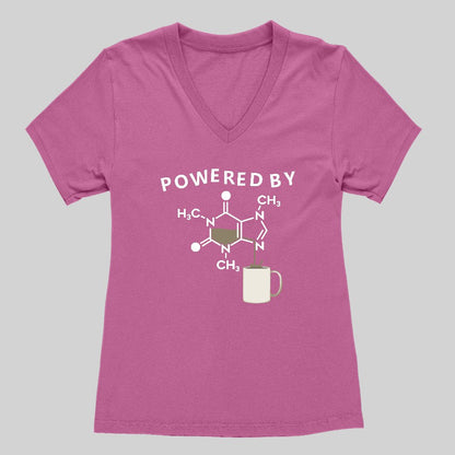 Powered By Caffeine Unisex Geek Women's V-Neck T-shirt - Geeksoutfit