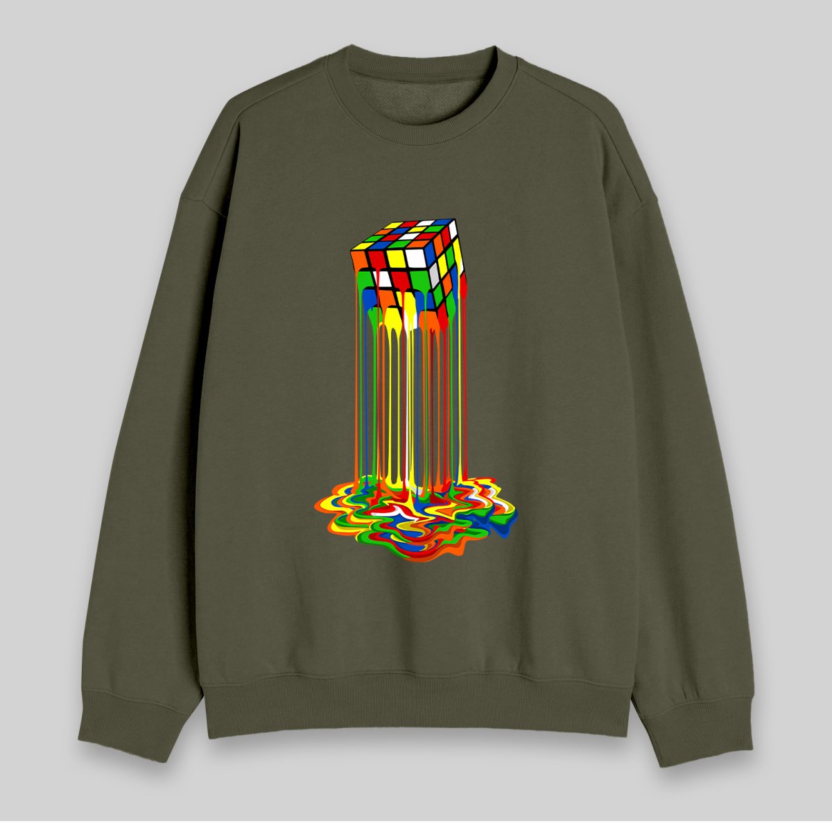Rainbow Abstraction Melted Rubix Cube Sweatshirt - Geeksoutfit