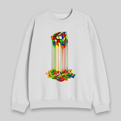 Rainbow Abstraction Melted Rubix Cube Sweatshirt - Geeksoutfit