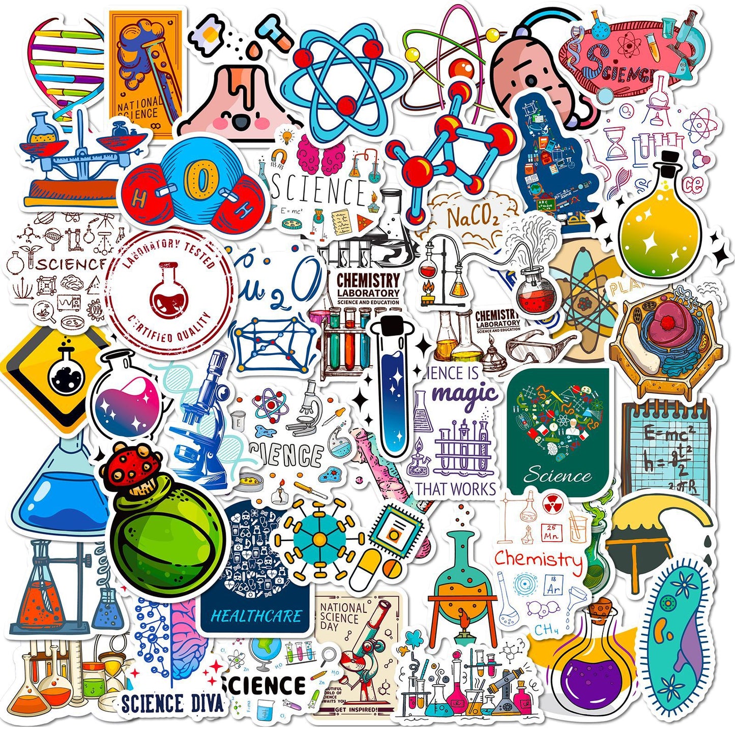 50 Sheets of Science Laboratory Computer Luggage Stickers