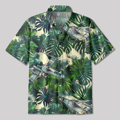 Aircraft Hawaiian Style Button Up Pocket Shirt