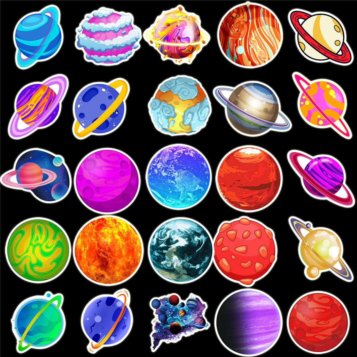 50 Cosmic Planets Galaxies Doodles Computer Luggage Stickers