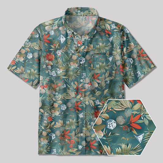 Hawaiian Style Dice Button Up Pocket Shirt