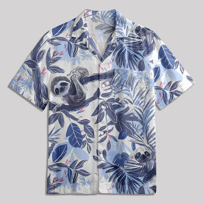 Lazy Sloth Blue Button Up Pocket Shirt