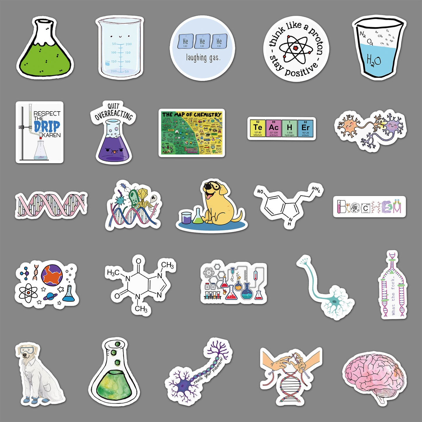 50 New Science Chemistry Lab Doodles Computer Luggage Stickers