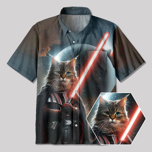 Lightsaber Cat Button Up Pocket Shirt