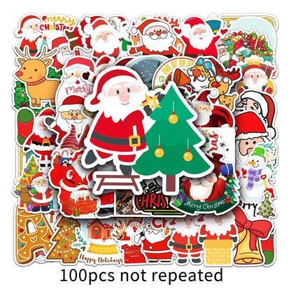 100 Christmas Waterproof Doodles Stickers