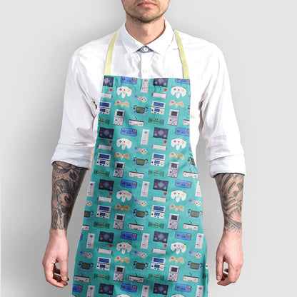 Gamer Game Controllers Green Apron