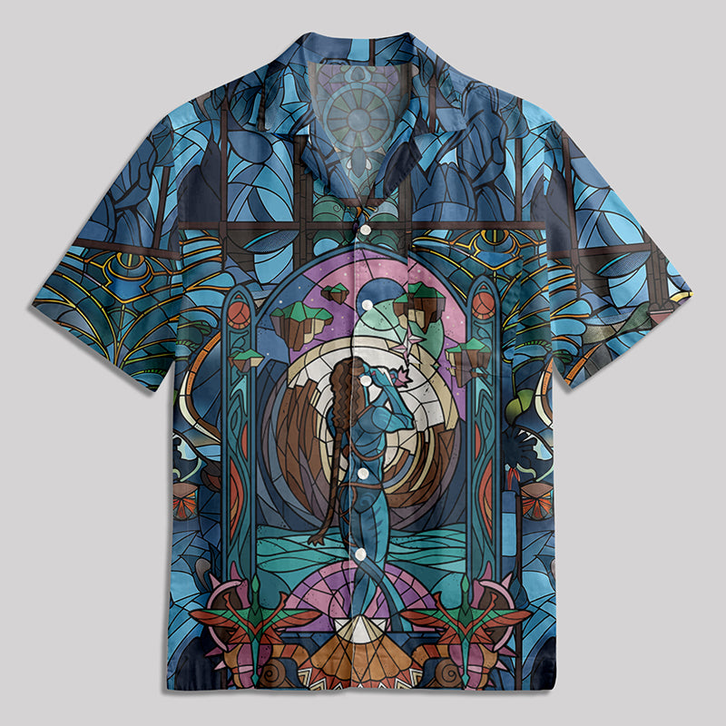 Orc Gothic Stained Glass Window Grilles Button Up Pocket Shirt