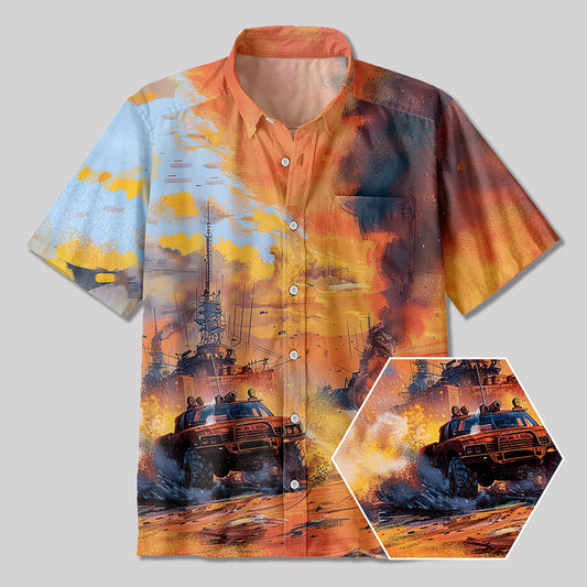 Retro Wasteland Crazy Max Button Up Pocket Shirt