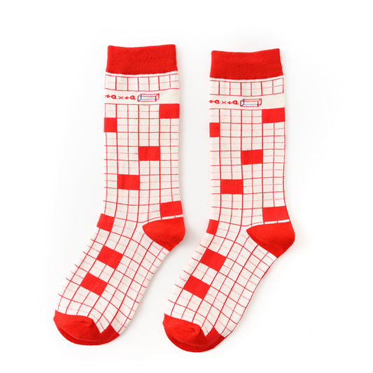 Red Line Grid Men's Socks