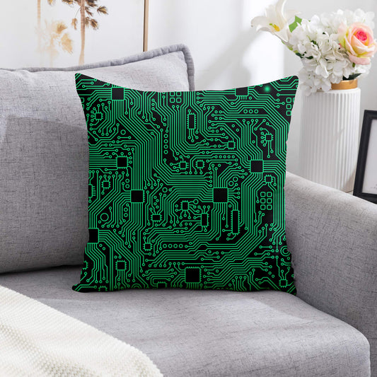 Computer Circuit Board Green Pillowcase