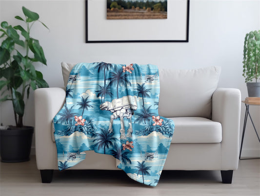 Imperial Walker Blue Hawaiian Beach Flannel Blanket