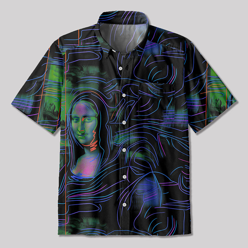 Neon Mona Lisa Button Up Pocket Shirt