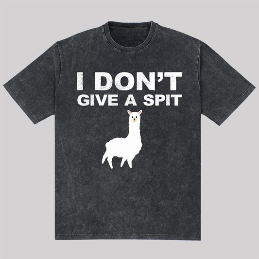 I Don't Give a Spit Funny Alpaca Washed T-Shirt