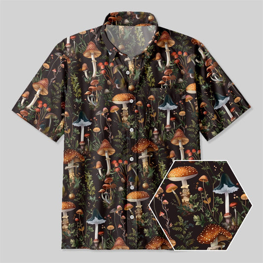Mushroom Science Retro Button Up Pocket Shirt