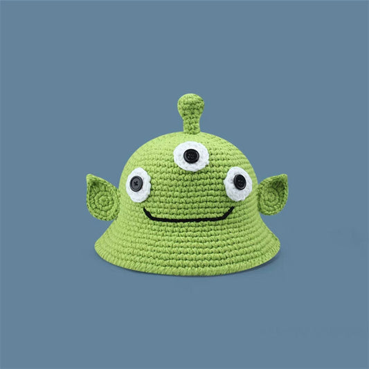 Funny Green Three-Eyed Monster Hat