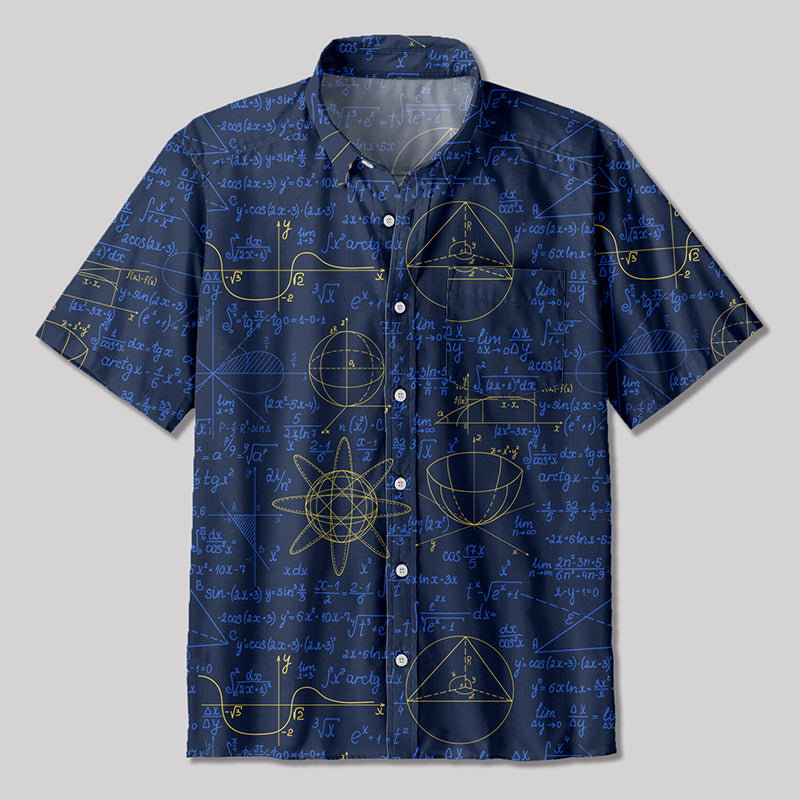 Mathematical Formula Button Up Pocket Shirt