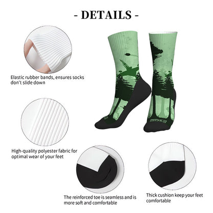 Aircraft Forest Silhouette Green Men's Socks