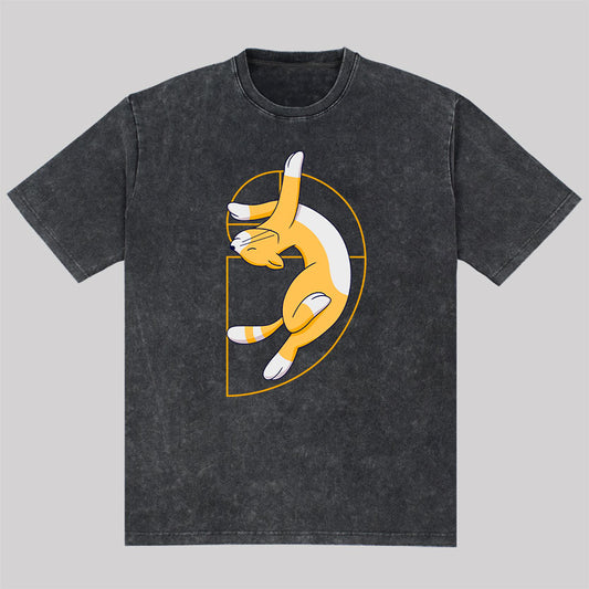 Fibonacci Spiral Cat Washed T-Shirt